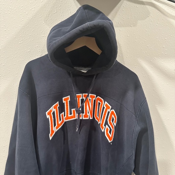 Vintage Steve & Barry Illinois Hoodie Mens XL Navy Blue Collegiate Spell Out 90s - Picture 13 of 16